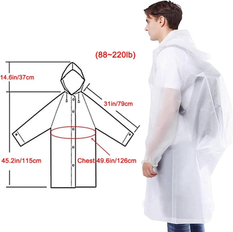 MERAO Clear Ponchos with Hood,Clear Rain Ponchos for Adults Reusable,Ponchos Adult(2 PCS) - Image 2